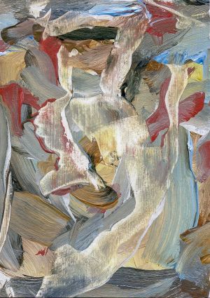 Abstract landschap op klein formaat: 10,5 x 14,8 cm