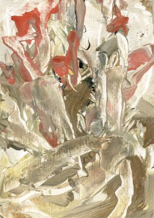 Abstract landschap op klein formaat: 10,5 x 14,8 cm
