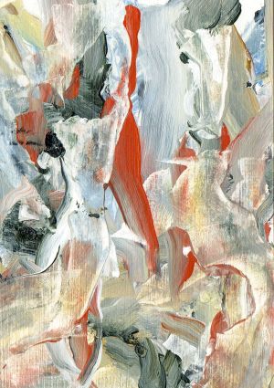 Abstract landschap op klein formaat: 10,5 x 14,8 cm