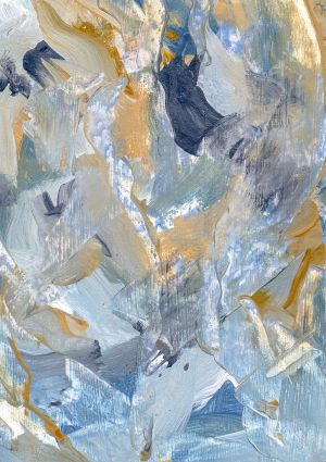 Abstract landschap op klein formaat: 10,5 x 14,8 cm