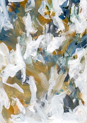 Abstract landschap op klein formaat: 10,5 x 14,8 cm