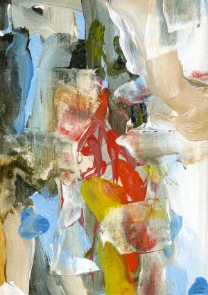 Abstract landschap op klein formaat: 10,5 x 14,8 cm