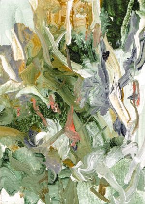 Abstract landschap op klein formaat: 10,5 x 14,8 cm