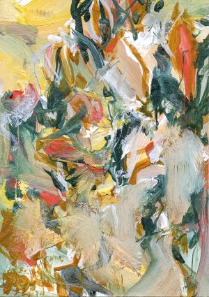 Abstract landschap op klein formaat: 10,5 x 14,8 cm